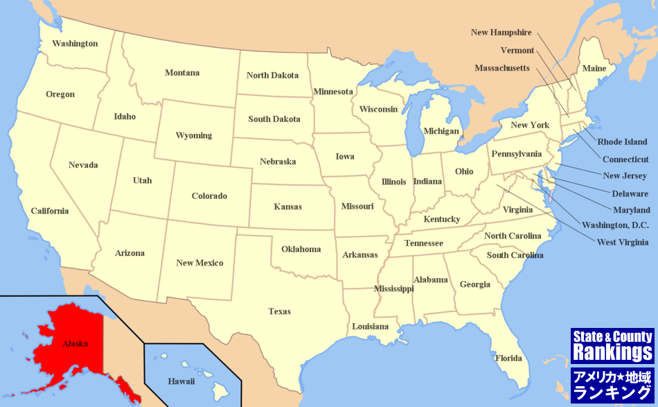 全米マップ:アラスカ州の位置