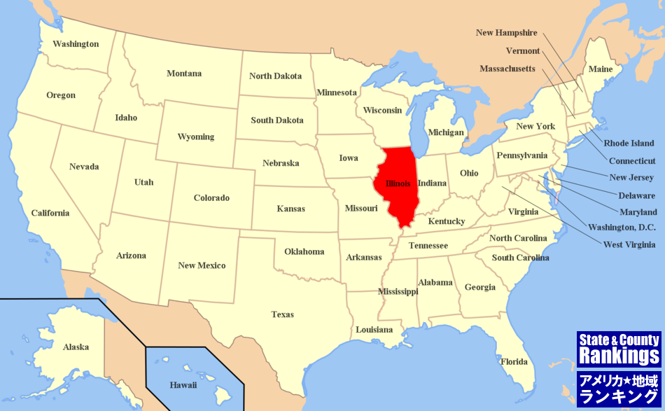 全米マップ:イリノイ州の位置