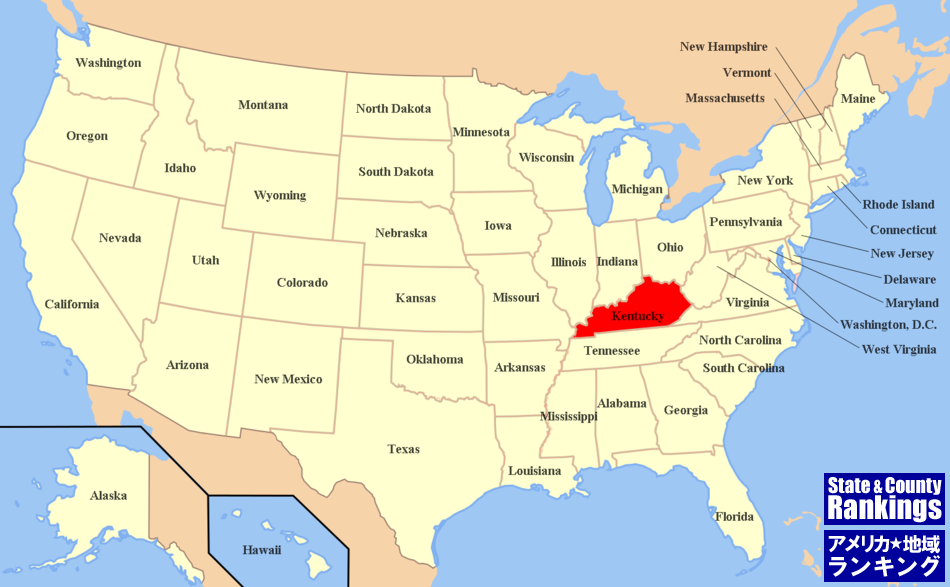全米マップ:ケンタッキー州の位置