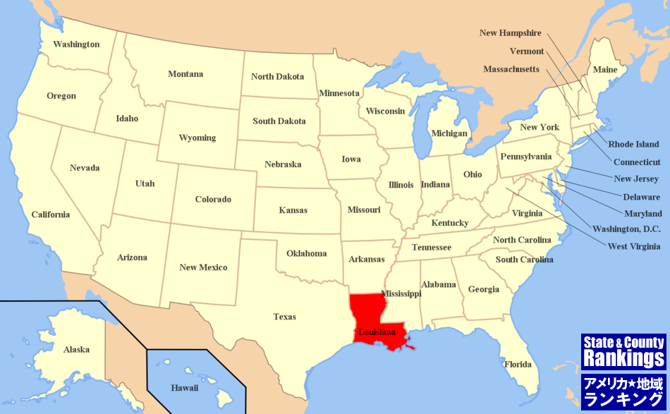 全米マップ:ルイジアナ州の位置