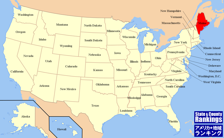 全米マップ:メイン州の位置