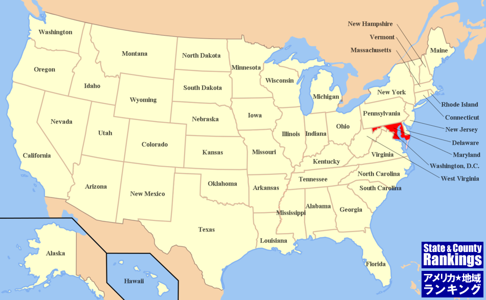 全米マップ:メリーランド州の位置