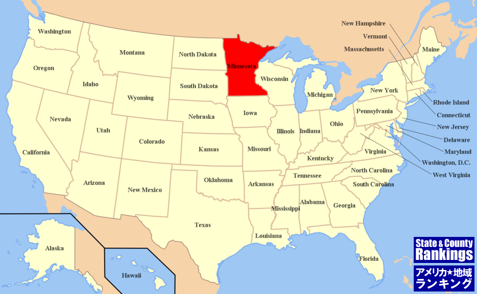 全米マップ:ミネソタ州の位置