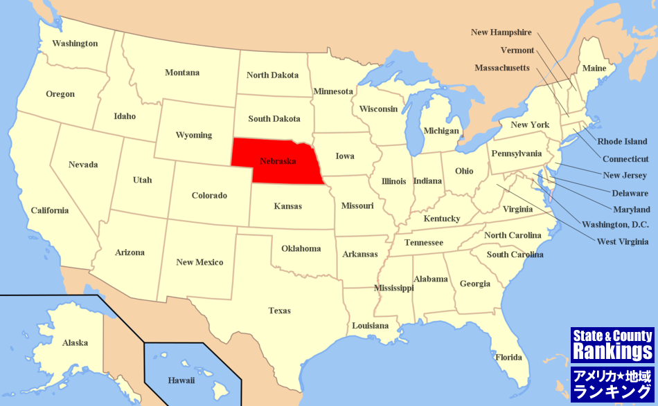 全米マップ:ネブラスカ州の位置