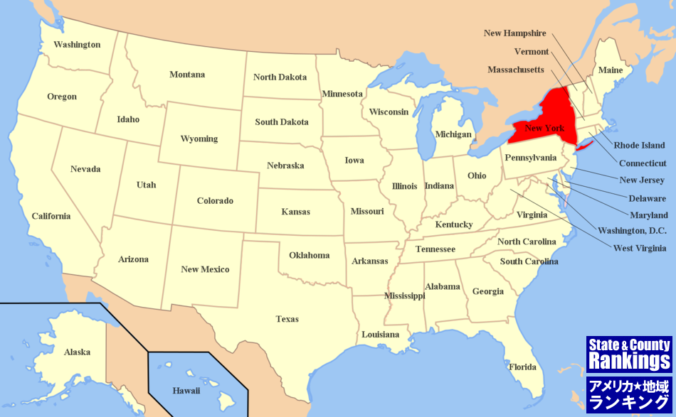 全米マップ:ニューヨーク州の位置