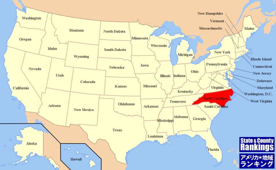 全米マップ:ノースカロライナ州の位置