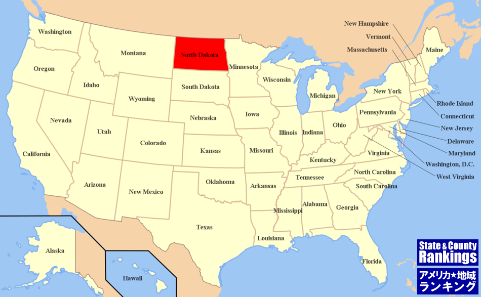 全米マップ:ノースダコタ州の位置