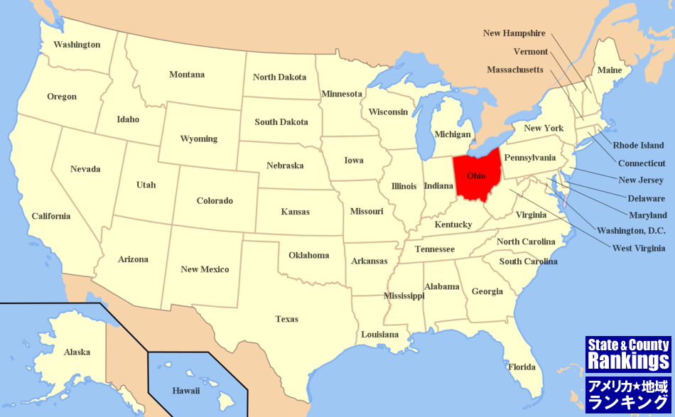 全米マップ:オハイオ州の位置