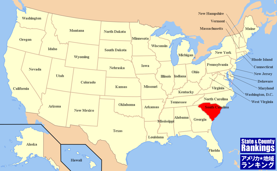 全米マップ:サウスカロライナ州の位置