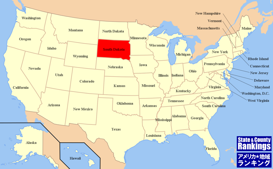 全米マップ:サウスダコタ州の位置