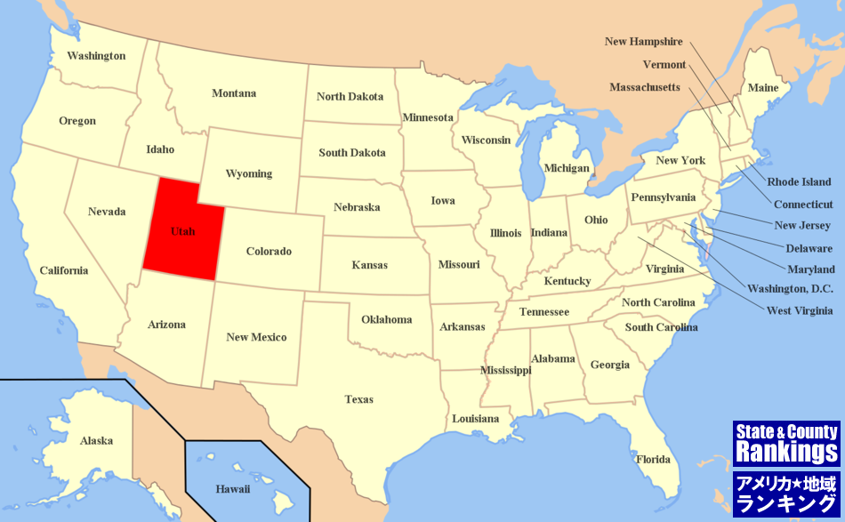 全米マップ:ユタ州の位置