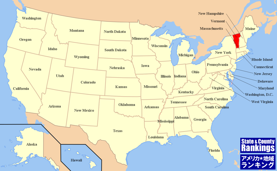 全米マップ:バーモント州の位置